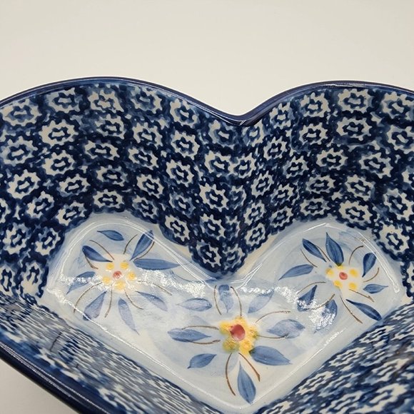 Tara Temptations Presentable Ovenware Old World Heart Shaped Bowl Blue 1 Quart - Picture 2 of 12